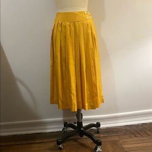 SILK PLEATED WRAP MIDI SKIRT MUSTARD - SIZE S